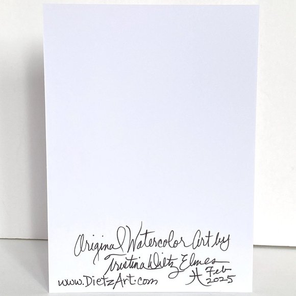 Art Funky Leaves Purple Original Watercolor Painting Handmade Greeting Card - Picture 4 of 5